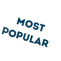 A white starburst shape with the words "MOST POPULAR" in bold, blue letters at a diagonal angle.